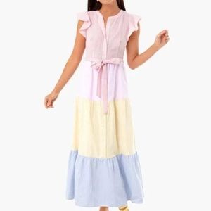 ENGLISH FACTORY Colorblock Effie Maxi Dress Size XS